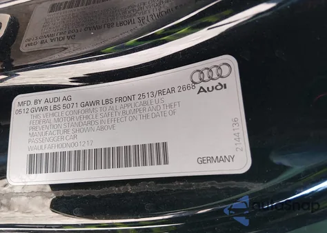 2013 Audi A5 2.0T Premium from USA, damaged, VIN WAULFAFH0DN001217